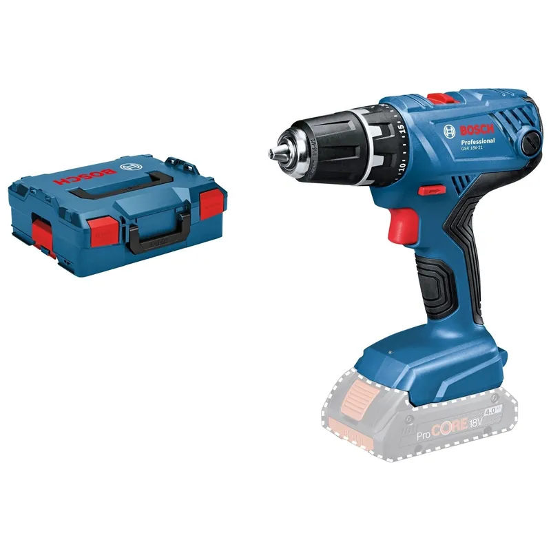 Bosch Akku-Bohrschrauber GSR 18V-21 Clic&Go 18 V Solo in L-Boxx - 06019H1009 Neue Kollektion