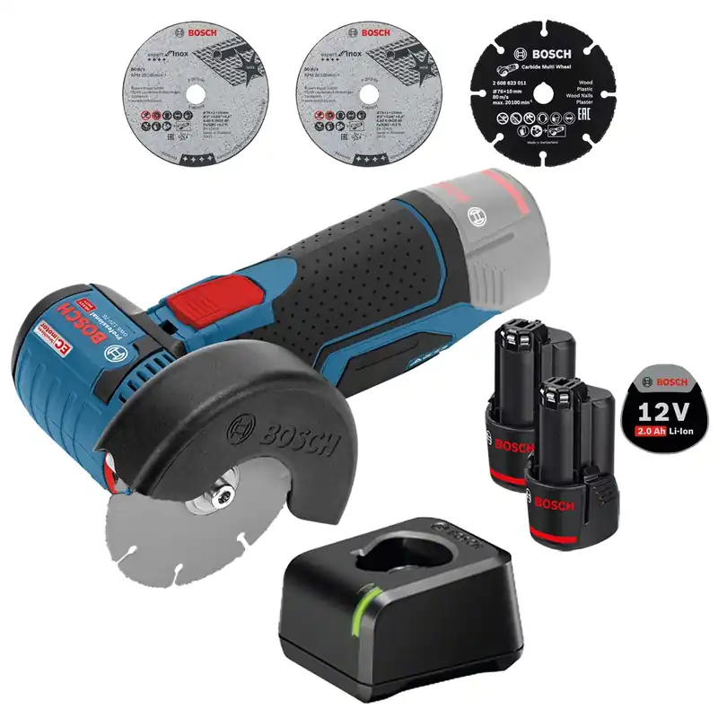 Preis Gesenkt Bosch Akku-Winkelschleifer GWS 12V-76 Ø 76 mm / 2x 2,0 Ah Akku + Ladegerät
