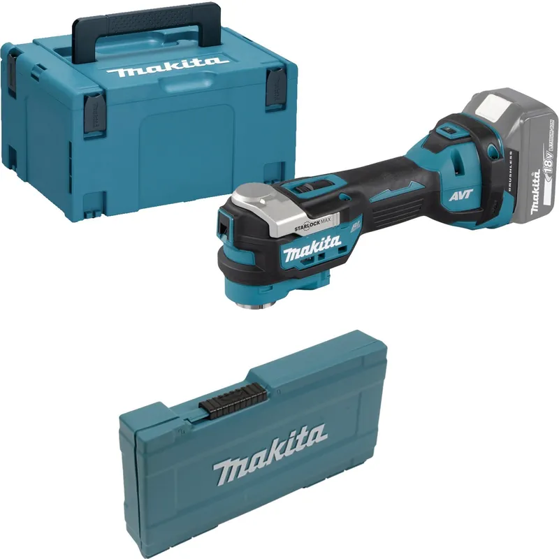 Schneller Versand Makita Akku-Multifunktionswerkzeug 18V Solo + 33tlg. Zubehör-Set im MAKPAC - DTM52ZJX2