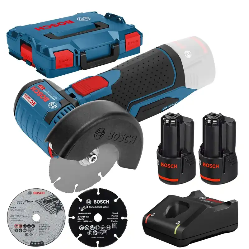 Günstig Bosch Akku-Winkelschleifer GWS 12V-76 Ø 76 mm / 2x 3,0 Ah Akku + Ladegerät in L-Boxx - 06019F200B