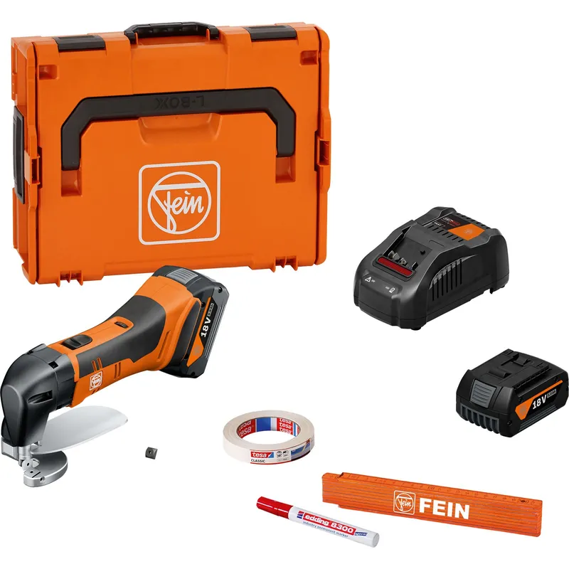 Fein Akku-Blechschere bis 1,6 mm ABLS 18 1.6 E AS / 2x 5,0 Ah Akku + Ladegerät in L-Boxx - 71300664000 Garantierte Lieferung