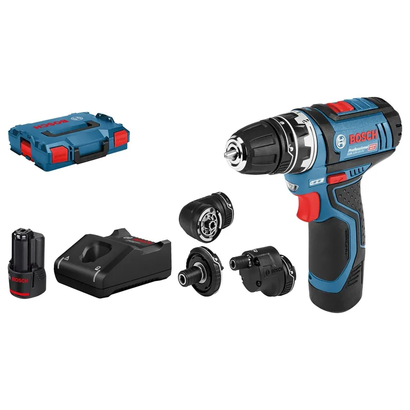 Bosch Akku-Bohrschrauber GSR 12V-15 FC FlexiClick / 2x 2,0 Ah Akku + Ladegerät inkl. Zubehör in L-Boxx - 06019F6000 Top-Seller