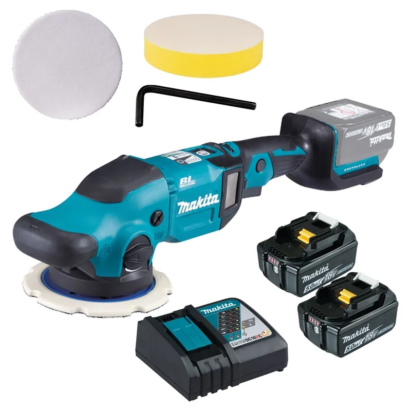 Kostenfreie Lieferung Makita DPO600TKX1 Akku-Exzenterpolierer 18 V / 2x 5,0 Ah Akku + Ladegerät inkl. Zubehör