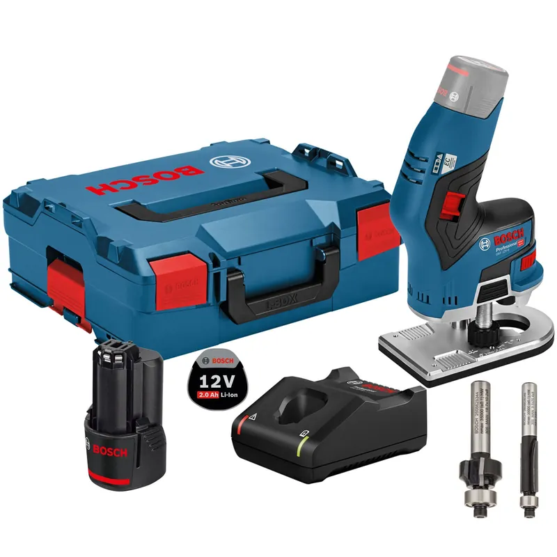 Neu Im Sortiment Bosch Akku-Kantenfräse GKF 12V-8 12 V / 1x 2,0 Ah Akku + Ladegerät inkl. 2x Fräser in L-Boxx
