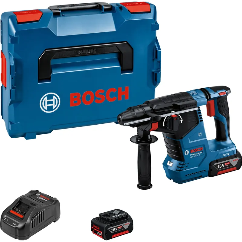 Bosch Akku-Bohrhammer GBH 18V-24 C / 2x 5,0 Ah Akku + Ladegerät in L-Boxx - 0611923003 Highlight