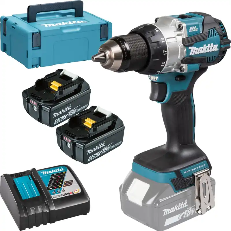 Makita DHP489RTJ Akku-Schlagbohrschrauber 18 V / 2x 5,0 Ah Akku + Ladegerät im MAKPAC Nur Für Kurze Zeit