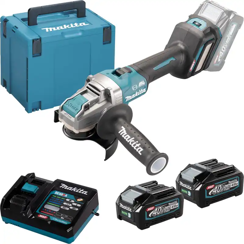 Neue Kollektion Makita GA041GM201 Akku-Winkelschleifer Ø 125 mm 40 V max. / 2x 4,0 Ah Akku + Ladegerät im MAKPAC