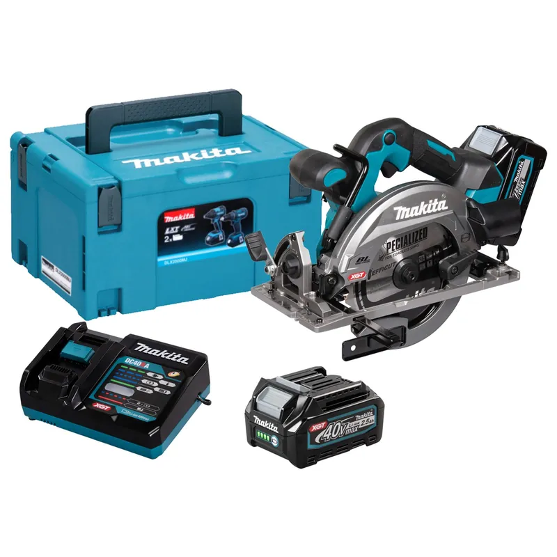 Beliebt Makita HS012GD201 Akku-Handkreissäge 57 mm XGT 40 V Ø 165 mm / 2x 2,5 Ah Akku + Ladegerät im Makpac
