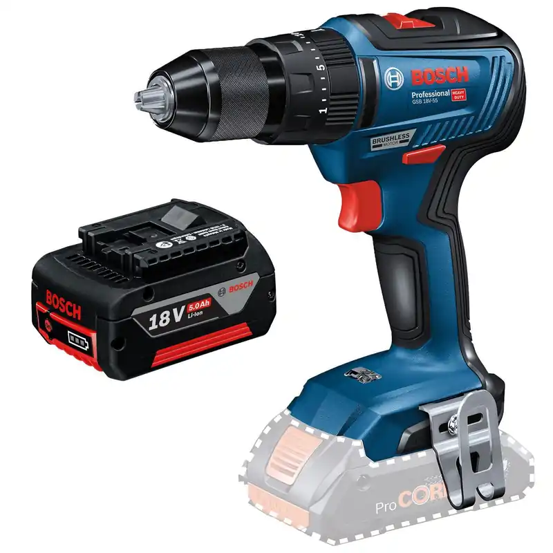 Geprüft Bosch Akku-Schlagbohrschrauber GSB 18V-55 / 1x 5,0 Ah Akku