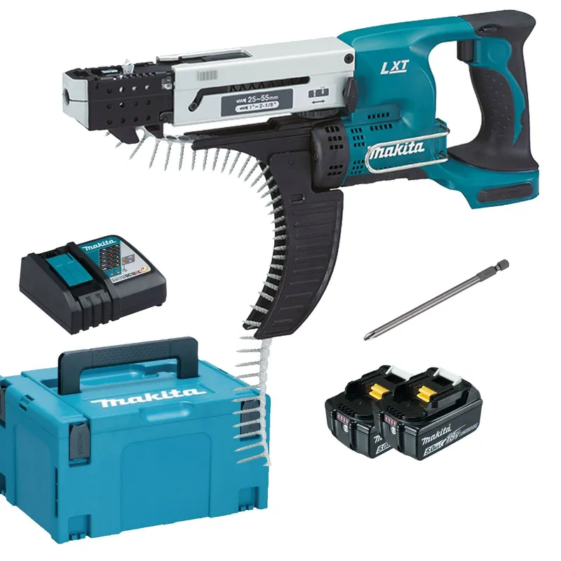 Makita DFR550RTJ Akku-Magazinschrauber 18 V / 2x 5,0 Ah Akku + Ladegerät im Makpac Echt
