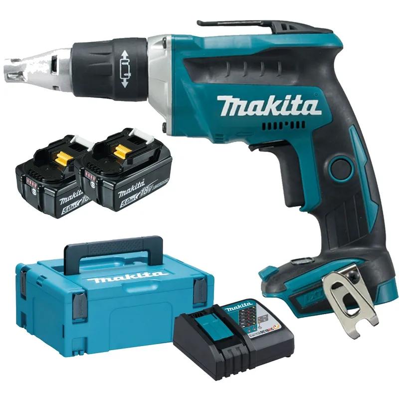 Abverkauf Makita DFS452RTJ Akku-Schnellbauschrauber 18 V / 2x 5,0 Ah Akkus & Ladegerät im Makpac
