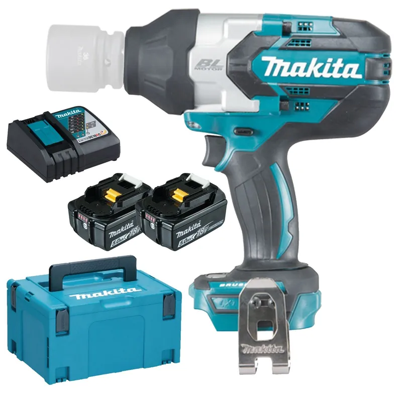 Preiswert Makita DTW1001RTJ Akku-Schlagschrauber 18 V / 2x 5,0 Ah Akku + Ladegerät im Makpac - DTW1001