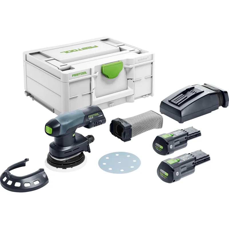 Zertifiziert Festool Akku-Exzenterschleifer ETSC 125 3,0 I-Plus / 2x 3,0 Ah Akku + Ladegerät + Zubehör im Systainer - 577694