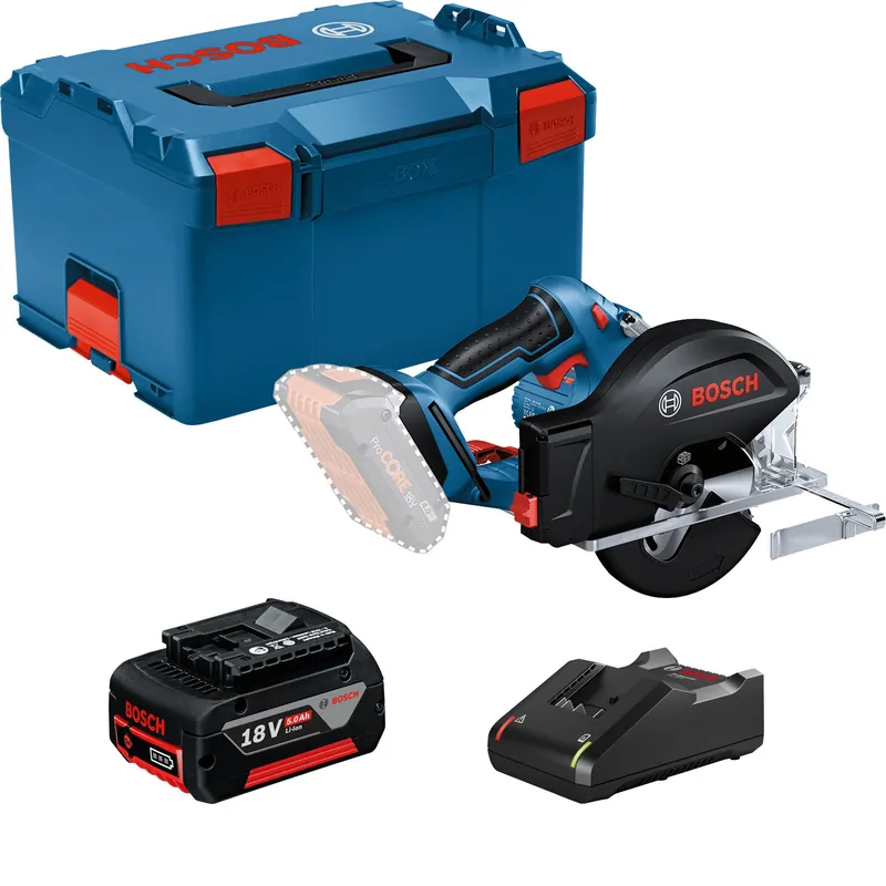 Bosch Akku-Kreissäge GKM 18V-50 Ø 136 mm / 1x 5,0 Ah + GAL 18V-40 in L-Boxx Kostenfreie Lieferung