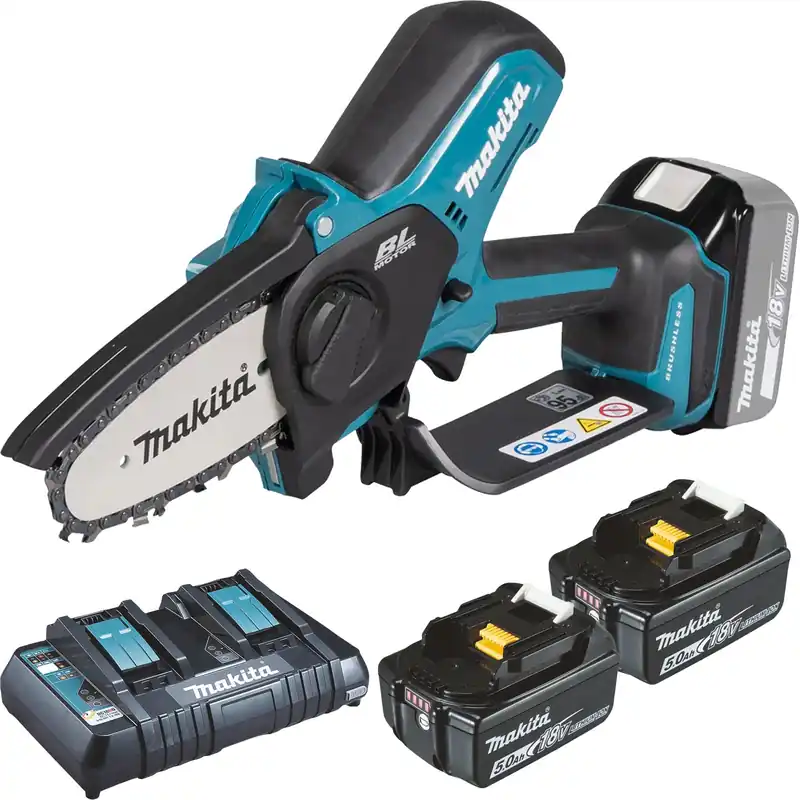 Gratis Versand Makita DUC101PTE Akku-Astsäge 18V / 2x 5,0 Ah Akku + Doppelladegerät