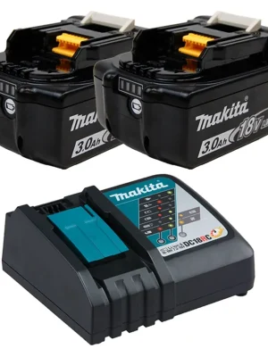 Angebot Makita 2x BL1830B Akku 3,0 Ah 18V Li-Ion mit Ladestandsanzeige + DC18RC Schnellladegerät - DC18RC-BL1830B-2x