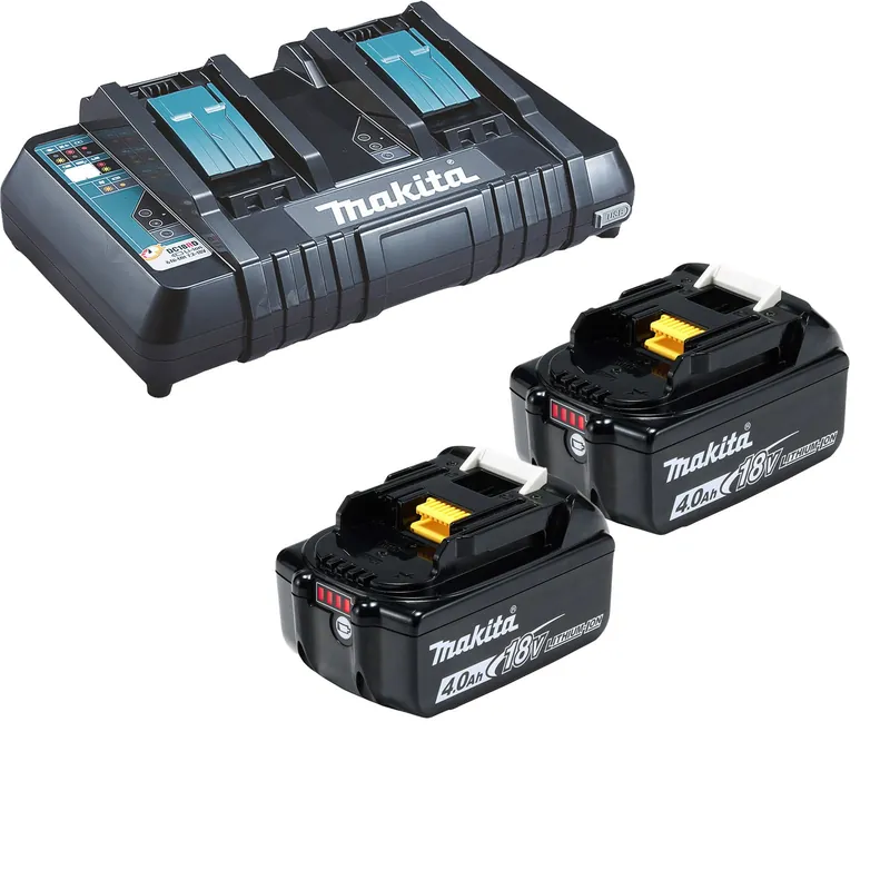 Makita 2x BL1840B Akku 4,0 Ah 18V Li-Ion + DC18RD Doppelschnellladegerät - DC18RD-BL1840-2x Kostenloser Versand