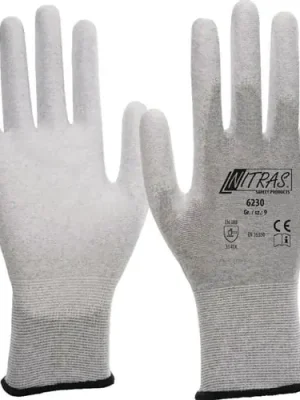 Nitras Handschuhe 6230 grau / weiß EN 388,EN 16350 PSA II 12 Gr. 8 - 6230-8 Expressversand