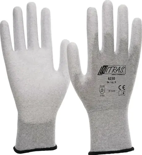 Nitras Handschuhe 6230 grau / weiß EN 388,EN 16350 PSA II 12 Gr. 8 - 6230-8 Expressversand