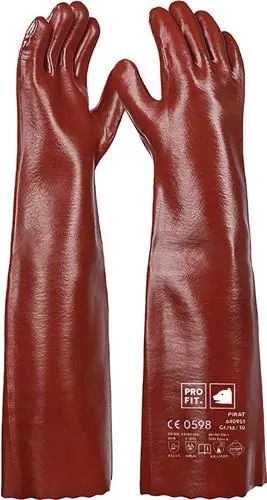 Versand Am Gleichen Tag Chemikalienschutzhandschuh Pirat Gr.10 rotbraun PVC EN388,EN ISO374-1 PSAIII