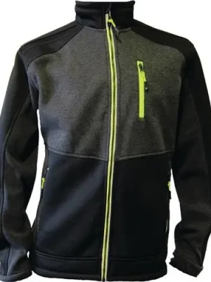 Strickfleecejacke Gr.L dunkelgrün/schwarz/lime TERRAX Aktuell