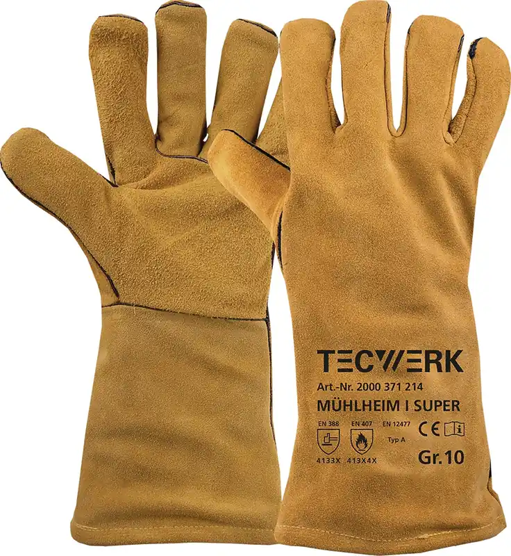 Neuheit Schweißerhandschuhe Mühlheim I Super Gr.10 gelb EN 388/407/12477 6PA TW