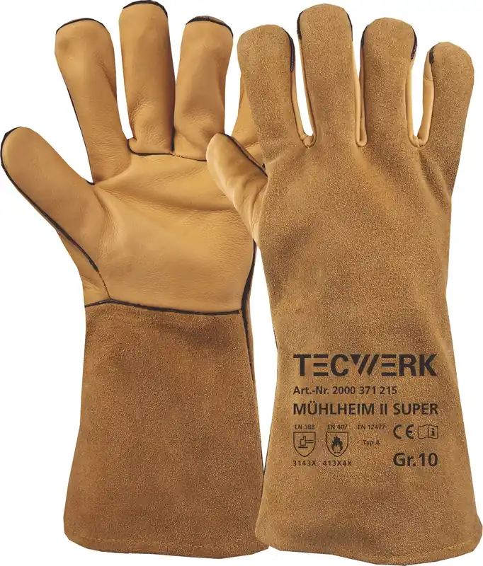 Schweißerhandschuhe Mühlheim II Super Gr.9 gelb EN 388/407/12477 6PA TW Abverkauf