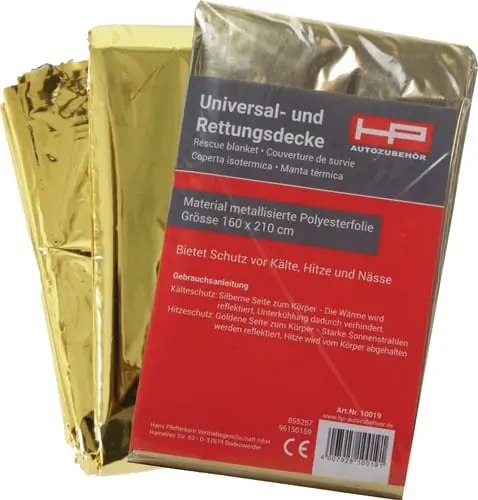 Rettungsdecke DIN 13164 L2100xB1600xH0,2ca.mm Faltmaß ca.144x80x20mm - 10019 Direkt Vom Hersteller