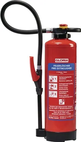 Echt GLORIA Wasserfeuerlöscher WKL 9 PRO 9l Aufladegerät Brandkl.27 A m.Wandh - 8038510000