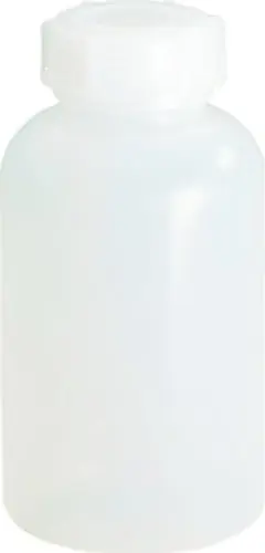 HÜNERSDORFF Weithalsflasche H 120 mm Ø 64 mm PE (LDPE) natur Einfüllöffnung-Ø 30,8 mm Inh. 250 ml - 420400 Geprüft