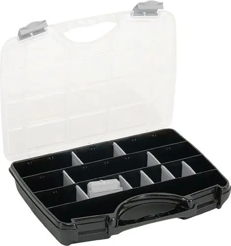 raaco Sortimentskasten B 312 x T 238 x H 51 mm 25 Fächer 21 lose Trennwände transparent / schwarz - 715355 Expressversand
