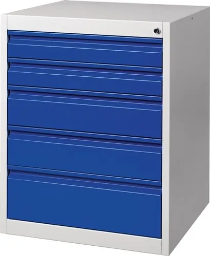 Bestseller Schubladenschrank BK 600 H800xB600xT600mm grau/blau 5 Schubl.Einfachauszug - NW9000427001