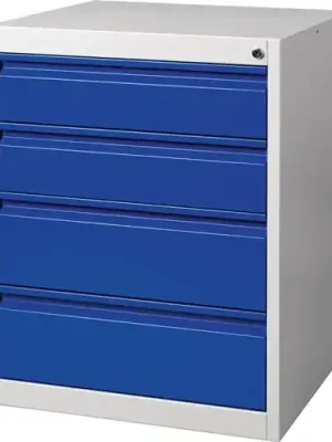 Schubladenschrank BK 600 H800xB600xT600mm grau/blau 4 Schubl.Einfachauszug - NW9000427000 Knallerangebot