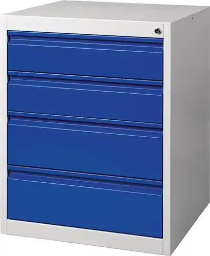 Schubladenschrank BK 600 H800xB600xT600mm grau/blau 4 Schubl.Einfachauszug - NW9000427000 Knallerangebot