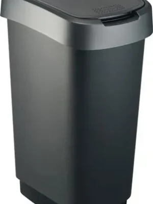 Finale Aktion Wertstoffsammler TWIST 50l H602xB298xT401mm schw.Deckelrand dunkelsilber ROTHO