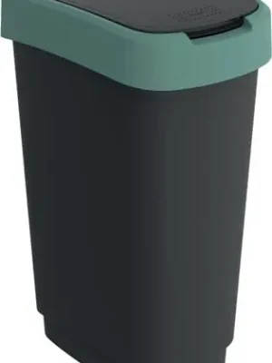 Wertstoffsammler TWIST 50l H602xB298xT401mm schwarz Deckelrand grün ROTHO Nur Heute