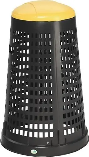 Bestseller Korbständer D525xH880mmPP schwarz Deckel gelb f.120l Säcke