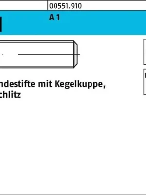 Abverkauf Gewindestift DIN 551 Kegelkuppe/Schlitz M3x 4 A1/1.4305 50 Stück