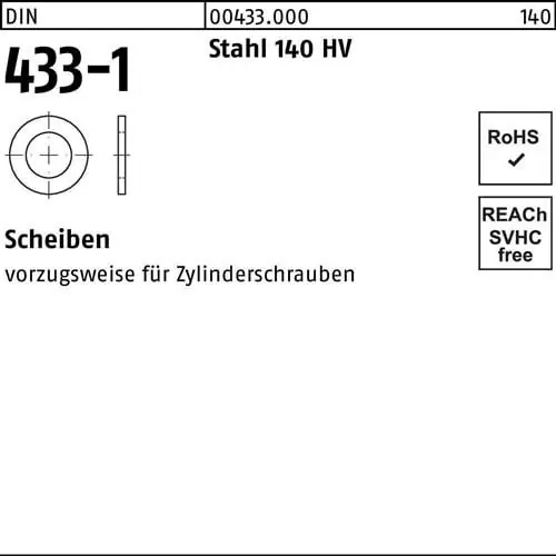 Scheibe DIN 433-1 4,3x 8x0,5 Stahl 140 HV 500 Stück Wochenendangebot