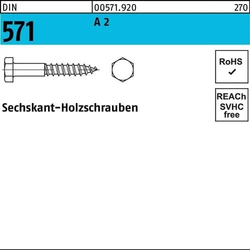 Sechskantholzschraube DIN 571 10x 130 A 2 10 Stück Sale