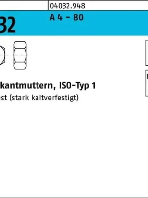 Direkt Vom Hersteller Sechskantmutter ISO 4032 M14 A 4 - 80 100 Stück