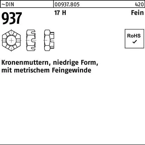 Sonderaktion Kronenmutter DIN 937 niedrige FormM33x 1,5 17 H Feingew. 1 Stück