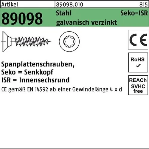 Spanplattenschraube R 89098 SEKO ISR VG 4x16-T20 Stahl galv.verz. 1000St. Billig