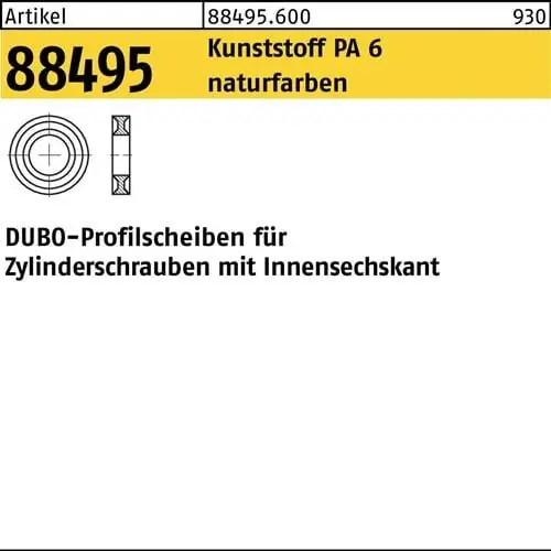 Kostenloser Rückversand Profilscheibe R 88495 f.Zylinderschrauben 301 - M6x2,5 PA 6 natur 100St. DUBO
