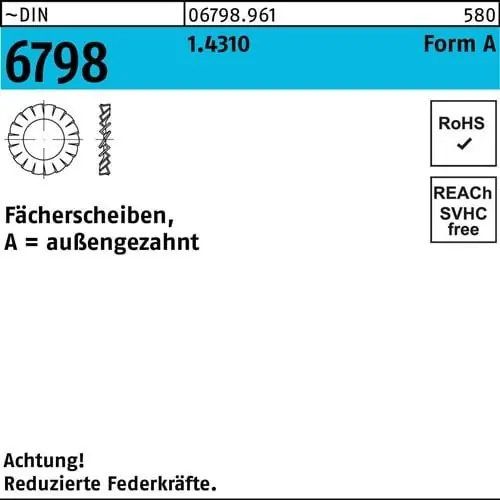 Nur Heute Fächerscheibe DIN 6798 FormA außengezahnt A 21 1.4310 50 Stück