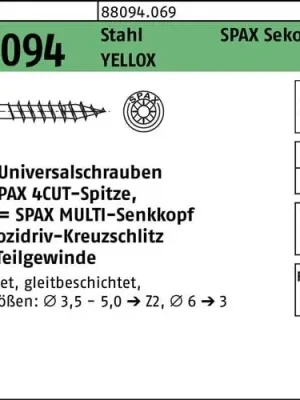Neu Im Sortiment Schraube R 88094 SEKO Spitze/PZ 4,5x50/32-Z Stahl galv.verz. gelb 500St. SPAX