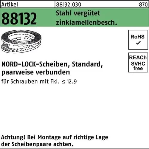 Kostenloser Versand Unterlegscheibe R 88132 geklebt NL 20 Sta zinklamellenb. 100St. NORD-LOCK