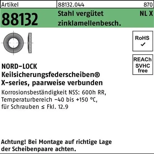 Unterlegscheibe R 88132 NLX 12 Sta vergütet zinklamellenb. 200St. NORD-LOCK Neu