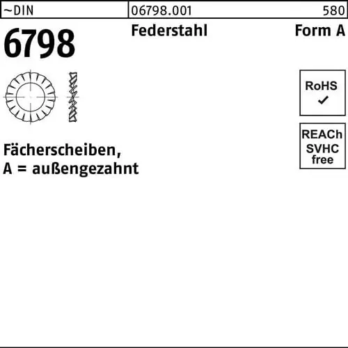Fächerscheibe DIN 6798 FormA außengezahnt A 6,4 Federstahl 2000 Stück Neue Kollektion