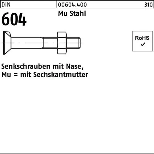 Heißes Angebot Senkschraube DIN 604 Nase/6-ktmutter M16x 65 Mu Stahl 4.6 25 Stück